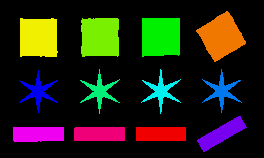 Colorized indexed image for out training image. Each color represents different object index.